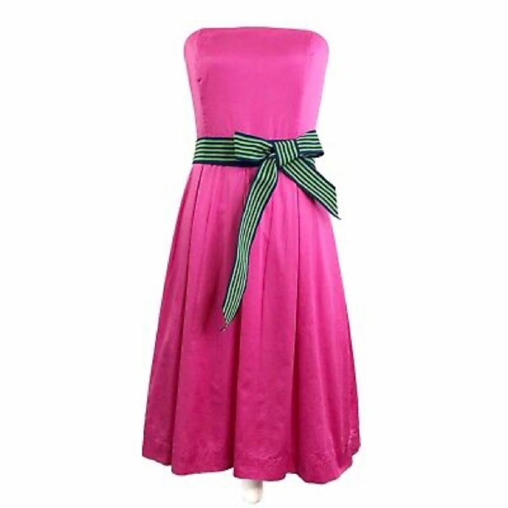 Lilly Pulitzer Pink Strapless Belt Dress Womens 2